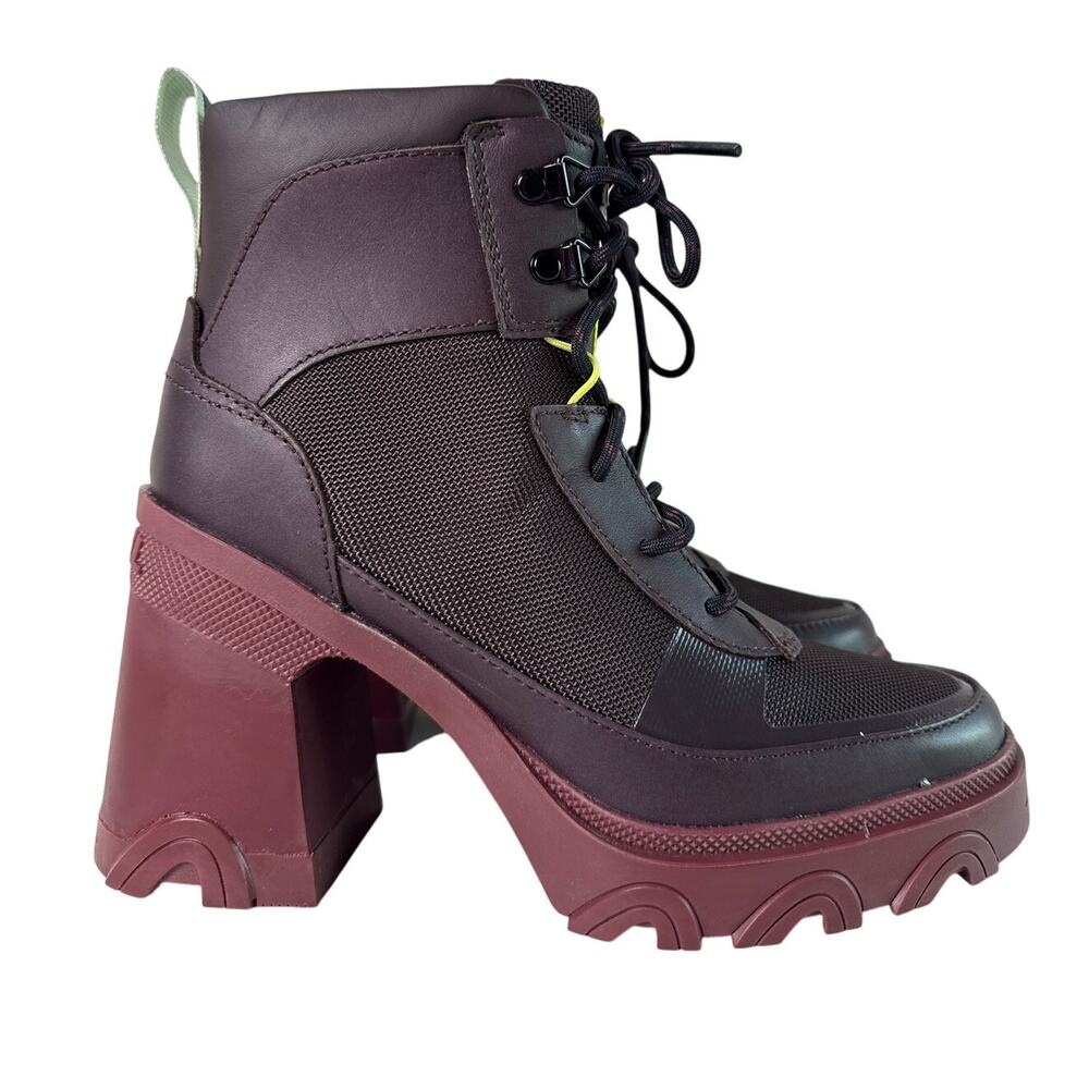 Sorel Brex Heel Lace Bootie Womens 6‎ Waterproof Leather New Cinder Sea Sprite